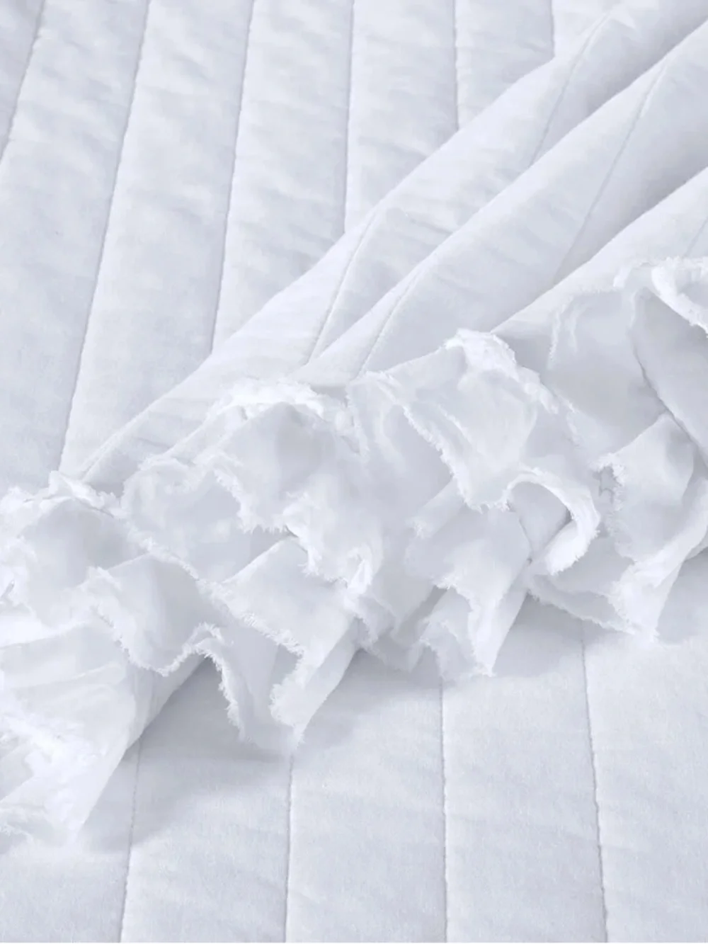 White king 3 piece Quilted Ruffle Bedspread Set 100% cotton